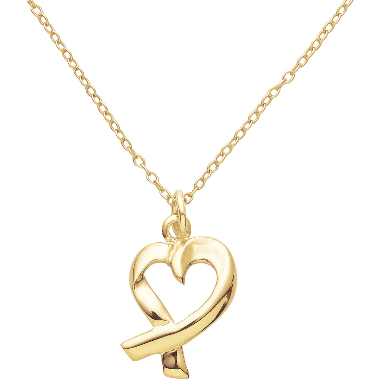 Sterling Silver Heart Necklace - Gold