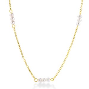Pearl Station Necklace - Gold