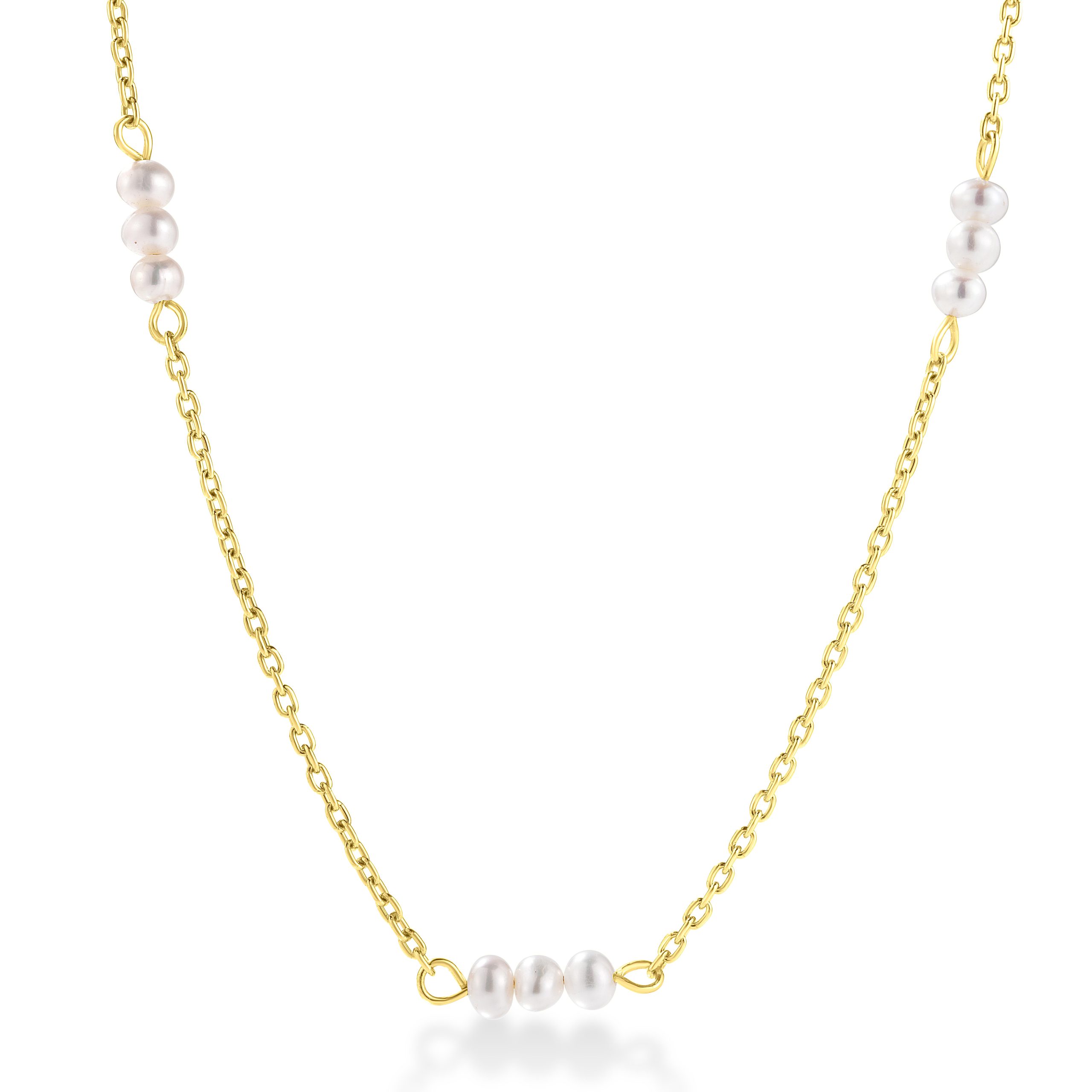 Pearl Station Necklace - Gold